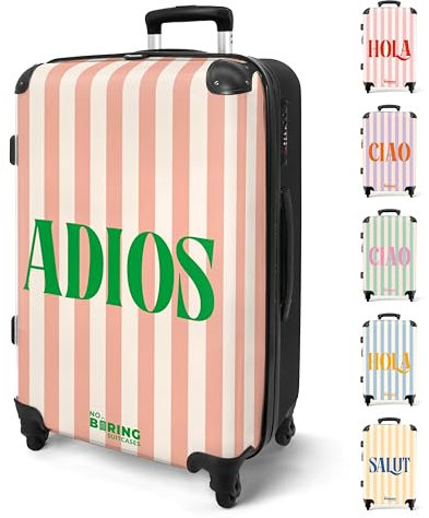 NoBoringSuitcases.com® Reisekoffer 67cm 72L Personalisiert - Großer Hartschalenkoffer mit Rollen, Leichtgewicht Trolley, Koffer Groß für 20kg Gepäck EIN-Wort-Zitat in 6 Farben, Koffer für Flugzeug