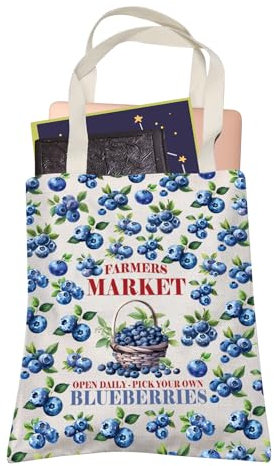 Blueberry Tragetasche für Herbstliebhaber, Geschenk für Bauernmarkt, tägliche Auswahl Ihrer eigenen Heidelbeeren, Einkaufstasche, Geschenk für Obstliebhaber, Market Blueberries, Medium