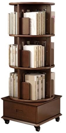 CD-Regal mit 4 Etagen, drehbar, Bücherregal mit Rollen, ideal für Wohnzimmer oder Schlafzimmer, Zuhause/Büro, Organisation und Dekoration (Stil 2)