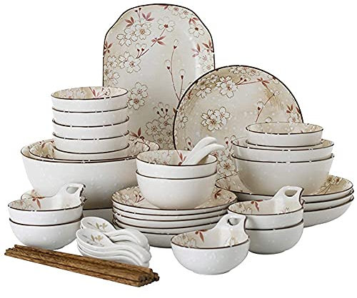 UHJKLA Assiettes Bol Service de Table en céramique 40 pièces Bol Service de Vaisselle en Porcelaine Service de Table à Motifs Floraux