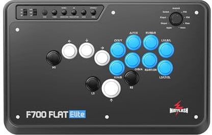MAYFLASH F700 FLAT Elite Wireless Arcade Stick Controller senza leva con tutti i pulsanti Sanwa Compatibile con PS5, PS4, PC, Xbox Series S/X, Switch/Switch 2 e altro Supporto Bluetooth, 2.4G e Wired