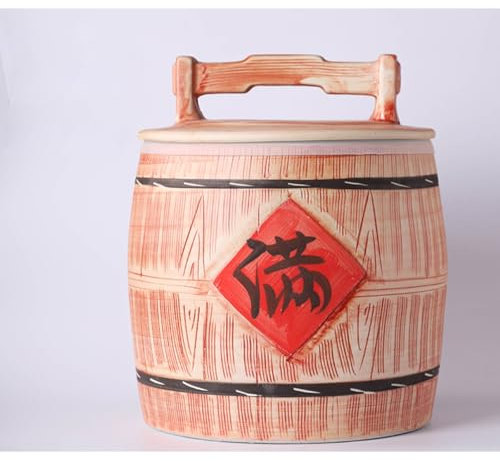 Home Rice Storage Box Chinese Style Ceramic Rice Storage Container Classic Food Dispensers Ceramic Rice Bucket Ceramic Rice Dispenser Storage Container Airtight Storage Chinese Rice Dispenser(A,15KG)