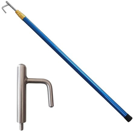 Bootshakenstange/ Bootshaken 4 m 5 6 Meter langes Teleskop-Rückholhaken-Dienstprogramm, verstellbare, rostfreie Sicherheitsboot-Schiebestange für Andockseil, Schwimmbad-Rettungsgreifwerkzeug(Blue,4M/1