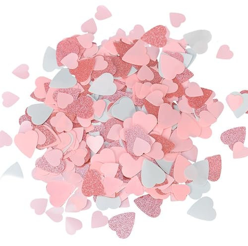 Herz Konfetti,Glitzer Konfetti Rosa Weißes Groß,Confetti Herzen,Sticker Hochzeit für Party,Tischdeko Herzen Sticker,Hochzeitsdeko Tisch,Deko Valentinstag,Geburtstag Dekorieren(30g)