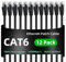 Yauhody Cable Ethernet 2 metros 12pack, Cat 6 Cable de Red Plano, 1000 Mbit/s RJ45 Cat6 Cable Internet Alta Velocidad Cable Lan 2m para PS5, Switch, Router, Módem, más rápido que Cat 5 (Negro)