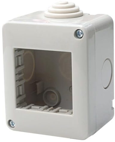 Scatola a montaggio esterno, 2 Moduli/posti, Compatibile con Vimar Plana, IP40 per interno, Grigio, Custodia, Contenitore da parete porta frutti, per interruttori/prese, con passacavi