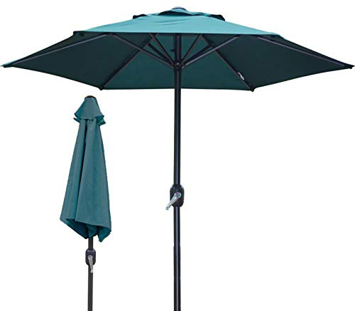 6.6' Outdoor Patio Umbrella,Garden Parasol Umbrella with Crank Handle,Sun Shade Umbrellas for Market/Beach/Backyard,Easy Setup (Turquoise)