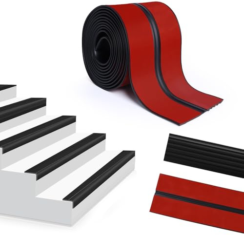Storystore 2m Treppenkantenprofil Selbstklebend 50mmx48mm, Treppenkanten Antirutsch Rutschfeste Flexible Gummistufen Kantenleiste Treppenstufe Treppenkantenschutz für Außen und Innenbereich (Schwarz)