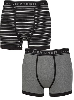 Jeep Spirit Men’s Cotton Knitted Trunks – 2 Pack Soft Stretch Boxer Briefs, Supportive Fit, Breathable Everyday Underwear for Comfort and Style, Sizes S–XL