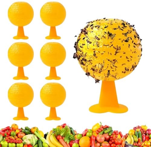 Fruchtfliegenfallen, 6PCS Klebrige Fruchtfliegenfallenbälle, Fliegenfalle für Fruchtfliegen, natürlich und umweltfreundlichFür Fruchtfliegen,Mücken und Spinnen,für Küche,Balkone,Innenhöfe