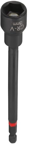 QUARKZMAN 13mm 6-Punkt Steckschlüssel Stecknuss mit 1/4 Sechskantschaft | 150 mm lang, metrische, magnetische Bohrerspitze, schwarz phosphatiert, CR-V-Stahl für Schraubendreher
