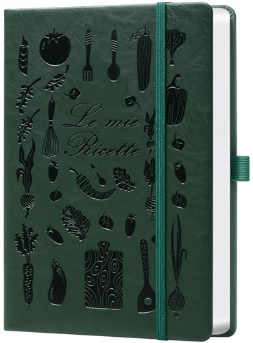 HwxBen Ricettario da Scrivere A5 con Indice – Quaderno Ricette da Compilare, Libro di Cucina, Meal Prep Libro, Quaderno per Ricette con Copertina Rigida– Verde scuro