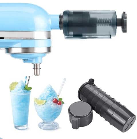 Rasiereis-Aufsatz für KitchenAid 4.5-5 Quart Kippkopf-Standmixer von MMOBIEL – Ice Maker mit Einstellbarem Schneidabstand & 8 Wiederverwendbaren Eisformen – Für Shaved Ice Desserts & Kalte Getränke