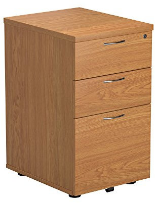 Office Hippo Heavy Duty Pedestal Filing Cabinet, File Cabinet, Office Cabinet with Anti-Tilt Mechanism, Lockable Filing Cabinet, Versatile Under Desk Office Storage - Oak, 3 Drawer