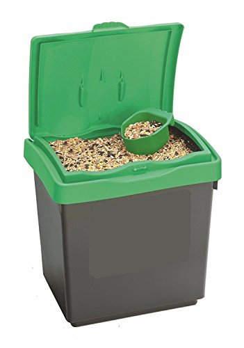 S&MC Gardenware Large Plastic Storage Bins Animal Pet Horse Feed Bird Seed Food Flour Salt + SCOOP (30 Litre, Green)