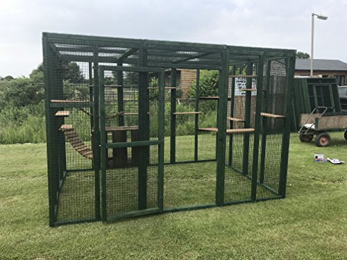 Cat Run PVC Green 6ft x 9ft Large Catio Cat Plan Pen Shelves