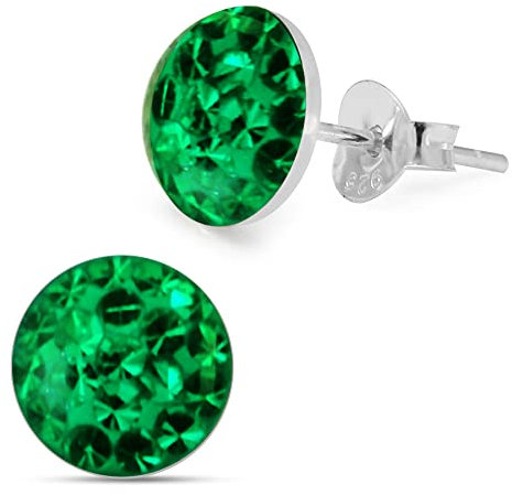 Monster Piercing Epoxy Clover Multi Smaragdgrün Kristall Stein Runde 925 Sterling Silber Ohrstecker