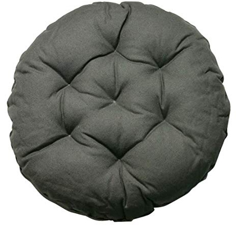 Levoberg Hockerbezug Grau Stuhlkissen Sitzpolster Rund Stretch Stuhlkissen Leinen Rückstellschaum Dicke 7 cm Durchmesser 30 cm
