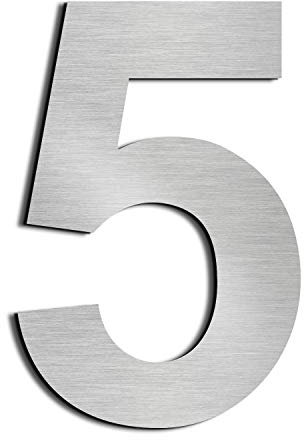 nanlyiau 4in/10.2mm Edelstahl Hausnummer selbstklebende hausnummern briefkasten hausnummer Edelstahl aus massivem SUS304,gebürstet Verwendet für Postfachwohnung Straßennummer(4in number 5)