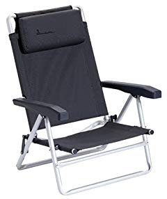 Isabella 700006248 Strandstuhl Campingstuhl Campingsessel Anglerstuhl Klappstuhl Garten Terasse Kopfpolster anthrazit