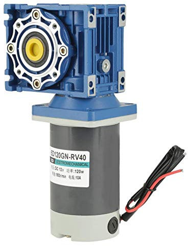 Moteur à engrenage à vis sans fin, CC 12V / 24V 120W RV40 Reduction15K Vitesse du moteur à engrenage à vis réglable CW/CCW avec réducteur de vitesse à blocage automatique (12V)