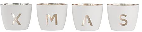 Gift Company Madras Windlicht Set Weiß/Gold H8,5Cm, D10Cm