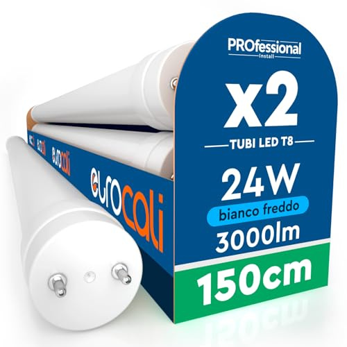 2x LED Röhre 150cm T8 G13 - 24W Ersatz für Leuchtstoffröhren - 3000 Lumen | 6500K Kaltweiß - 125 lm/W Hohe Lichtausbeute - Nano-Plastik inkl. LED Starter - 3 Jahre Garantie - ideal für Garage & Shop