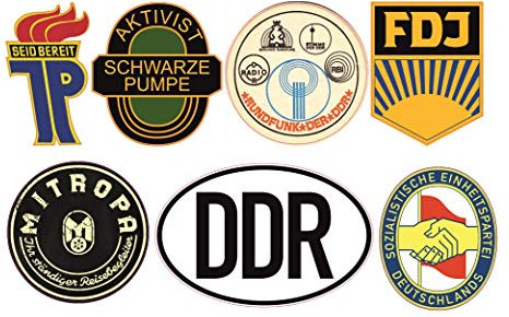 24/7stickers #692 / DDR Aufkleber Set 1 Höhe je 6,5cm VEB Oldtimer Retro Vintage FDJ JP Mitropa Osten für Trabant Barkas Wartburg Simson usw.