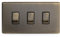 Soho Lighting Antique Brass 3 Gang Light Switch Double Plate Screwless