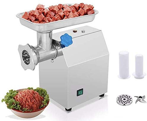 CRONOS Kommerzieller Fleischwolf 900W mit Wurstfüller - besteht fast komplett aus Edelstahl – Leistung bis zu 150kg pro Stunde – für Profi Gastronomie und Küche - Gerät der Luxusklasse