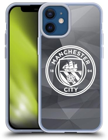 Head Case Designs Offizielle Manchester City Man City FC Schwarz Weiss Mono Abzeichen Geometrisch Gelhülle [Militärischer Schutzgrad] Kompatibel Mit Apple iPhone 12 Mini Und Kompatibel Mit MagSafe