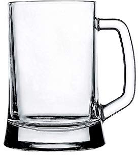 AIKNER Extra Large Beer Mug 17.6oz, Extra Large German Style Clear Tall Beer, Heavy Duty Thick Glass, with Handles, Reusable
