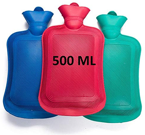 500ml Hot Water Bottle Rubber Warm Water Bag Hot Water Bag for Neck and Shoulder Back Legs Waist Warm Natural Rubber Bottle Warm and Cozy Winter Pain Relief Hot Therapies.
