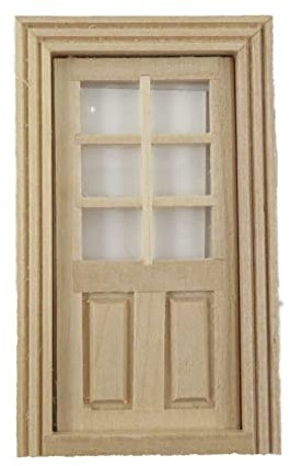 Melody Jane Casa de muñecas Puerta interna 2 Panel 6 Luz 1:24 Escala de media pulgada Madera desnuda