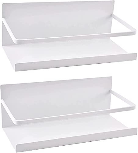 2 Stück Kühlschrank Regal Hängeregal für Kühlschrank Magnet Magnet Gewürzregal mit Ablage Küchenregal Küchen Organizer Aufbewahrung (Weiß)