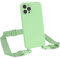 EAZY CASE Premium Silikon 2 in 1 Handykette kompatibel mit iPhone 12 Pro Max Handyhülle mit Umhängeband, Handykordel mit Silikonhülle, Hülle mit Band, Kette für Smartphone, Hell Grün
