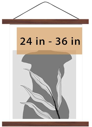 Magnetischer Posteraufhängerrahmen, 61 cm breit, Walnuss, starker Magnet, Premium-Holz und schnelle Montage, Wandbehang Holzrahmen für Poster, Schriftrolle, Bild, Druck, 61 x 76 cm, 61 x 81 cm