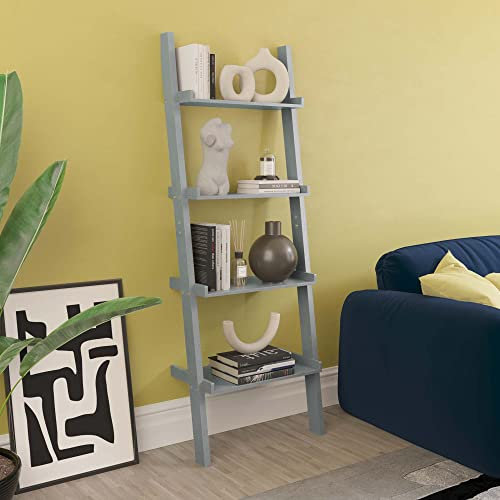 Vida Designs - York 4 Tier Ladder Bookcase, Gray, 33 cm D x 56 cm W x 154 cm H