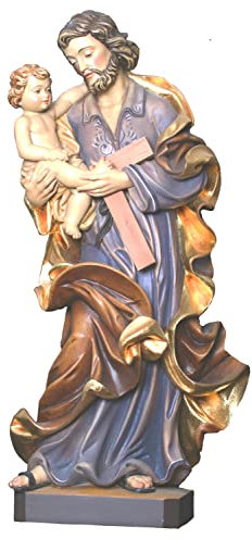 Heiligenfigur Heiliger Josef H 20 cm Josef mit Jesuskind Holzfigur Holzstatue Statue aus Ahornholz