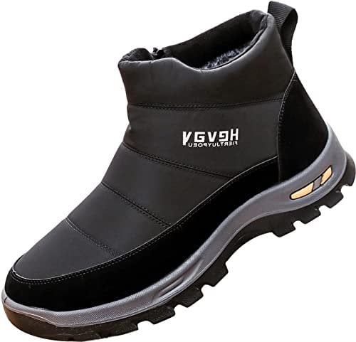 GILKUO Botas Nieve Hombre Forradas Zapatos Invierno Botines Cremallera Impermeables Calientes Zapatillas sin Cordones Comodas Negro Talla 38