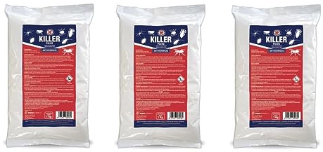 Killer Polvo 3kg. Sustituto de Garrapatin. Insecticida en Polvo de Amplio Espectro para desinfección y Control de plagas en ganadería y Animales domésticos