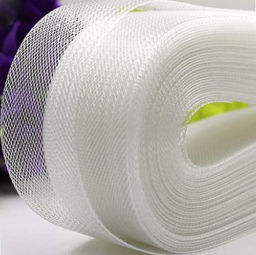 5,1 cm, 45,7 m, steifes Rosshaar-Geflecht für Polyester, Nähen, Hochzeitskleid, Tanzrock, Kleider, Formgebung, Trimmen, Zubehör (5,1 cm, weiß)