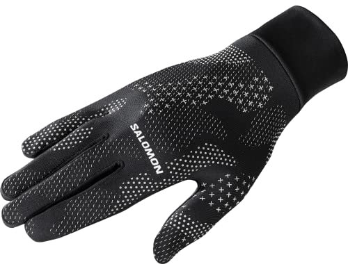 Salomon Cross Warm Handschuhe Unisex, Praktisches Design, Atmungsaktiv & wärmend, stylisches Design, Deep Black, AO, Reflective Silver, XS