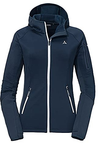 Schöffel Damen Fleece Hoody Lodron L, atmungsaktiver Fleece Pullover mit hoher Bewegungsfreiheit, funktionaler Hoodie mit Body-Mapping Technologie, navy blazer, 38