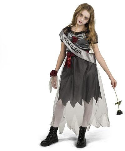 Spooktacular Creations Child Girl Dark Prom Queen Kostüm, Bad Girl Zombie Prom Queen Kostüm, Goth Prom Queen Kostüm für Kinder, Mädchen, Halloween, Schule, Event Party