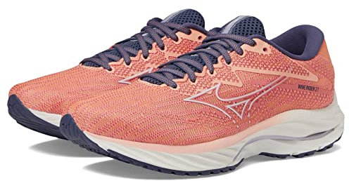 Mizuno Damen Womens Wave Rider 27 Laufschuh, Coral Reef-Schneeweiß, 41 EU
