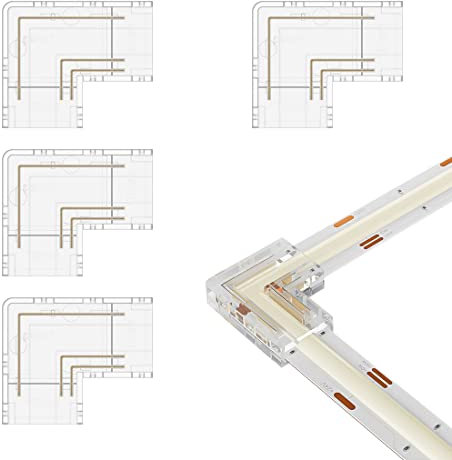 BTF-LIGHTING FCOB CCT Transparent Gapless L-Shaped Connector Kit 4pc L-Shaped 3pin 10mm Klar Connector Geeignet für lötfreie und terminal extension Verbindungen