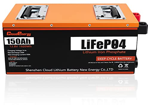 Cloudenergy LiFePO4 12V 150Ah Batería de Ciclo Profundo con BMS 100A Incorporado, VR, Solar,Motor Trolling, reemplazo mayoría de la energía de Respaldo