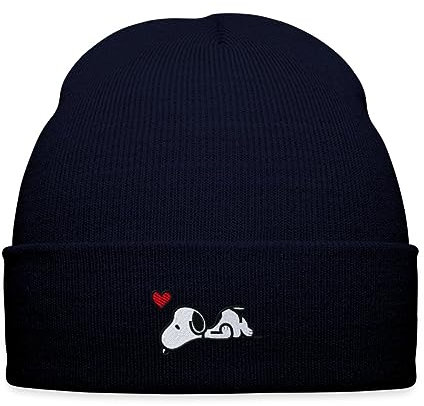 Spreadshirt Peanuts Snoopy Liebe Herz Love Stick Wintermütze, One Size, Navy