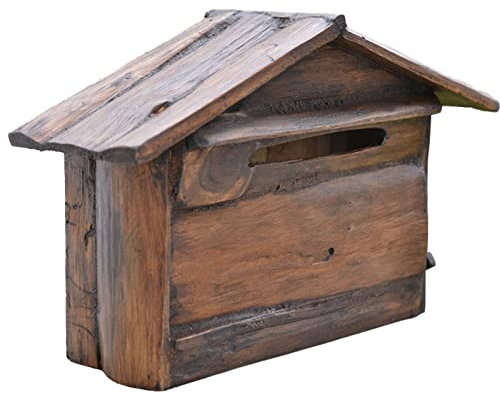 QOBNN Briefkasten Aus Holz, Briefkasten Im Vintage- Und Distressed-Stil, An Der Wand Montierter Briefkasten Im Freien Für Hausbar-Hausdekoration